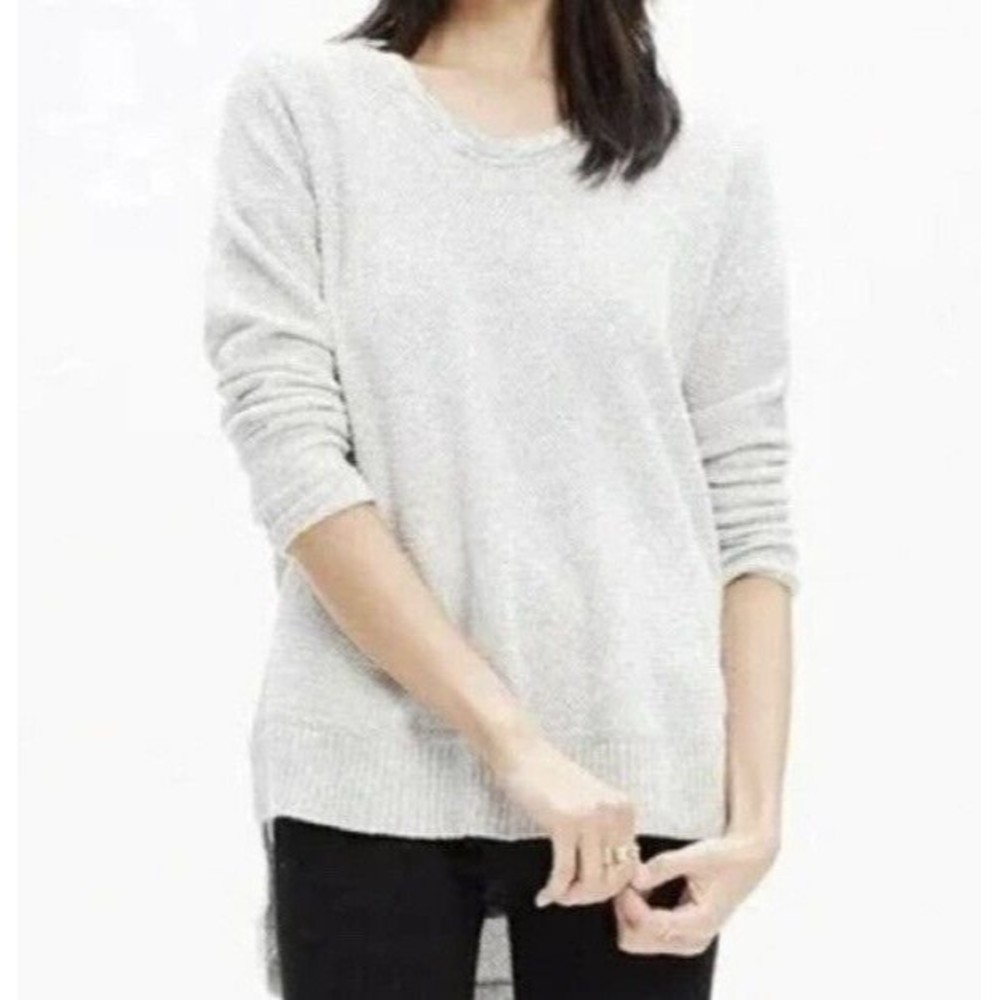 MADEWELL Woman’s Sweater Gray CHRONICLE Texture Pullover High Low Sz Med